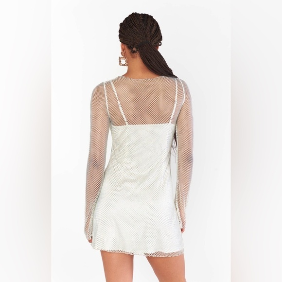 SHOW ME YOUR MUMU Iconic Mini Dress In White Glitz - Picture 5 of 6